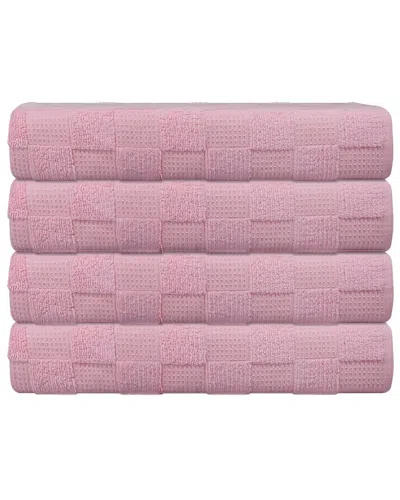 Depera Home Waffle Terry Set Of 4 Turkish Bath Towels In Pink