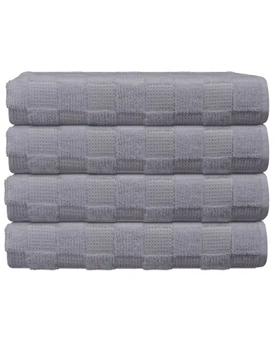 Depera Home Waffle Terry Set Of 4 Turkish Bath Towels In Silver