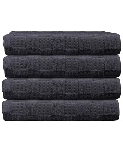 Depera Home Waffle Terry Set Of 4 Turkish Hand Towels In Black