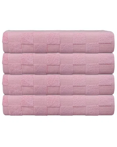 Depera Home Waffle Terry Set Of 4 Turkish Wash Towels In Pink