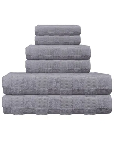 Depera Home Waffle Terry Set Of 6 Turkish Towels In Silver