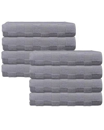 Depera Home Waffle Terry Set Of 8 Turkish Hand Towels In Gray