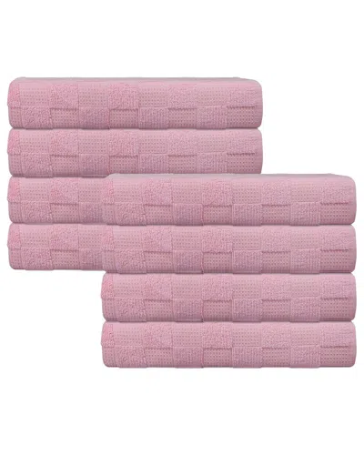 Depera Home Waffle Terry Set Of 8 Turkish Hand Towels In Pink