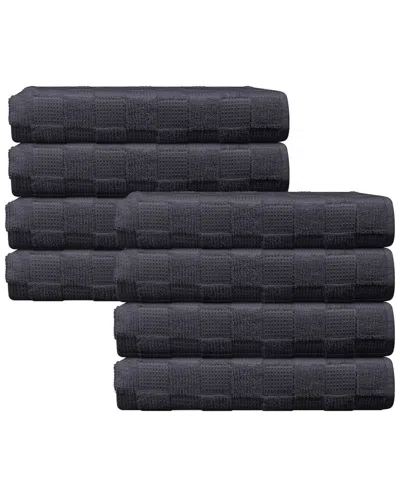 Depera Home Waffle Terry Set Of 8 Turkish Wash Towels In Black