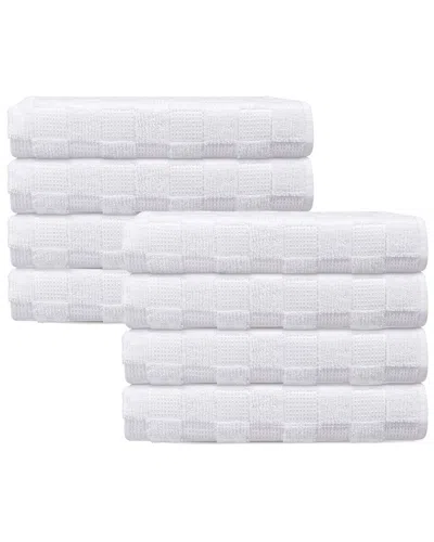Depera Home Waffle Terry Set Of 8 Turkish Wash Towels In White