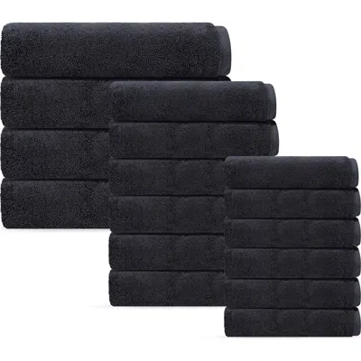 Depera Puresoft 16-piece Turkish Cotton Towels Set In Black