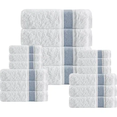 Depera Unique Turkish Cotton 16-piece Towel Set In Blue