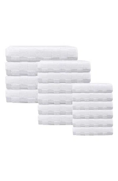 Depera Waffle Terry 16-piece Turkish Cotton Bath Towel Set In White