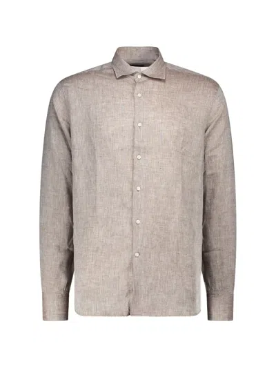 Deperlu Arthur Linen Shirt In Brown