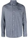 Deperlu Button-down Collar Cotton Shirt In Blue