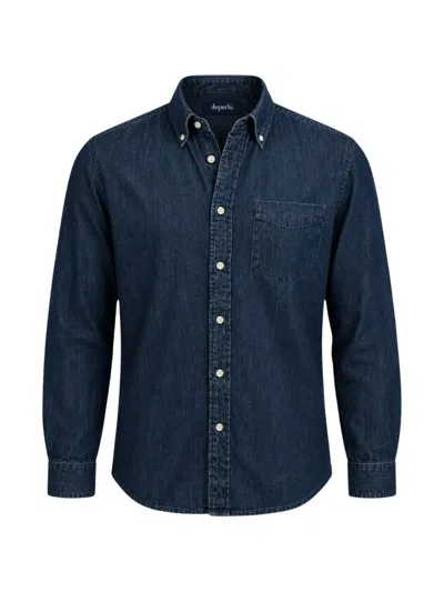 Deperlu Button-down Denim Shirt In Blue