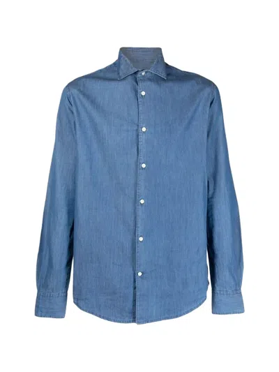 Deperlu Button-up Denim Shirt In Blue