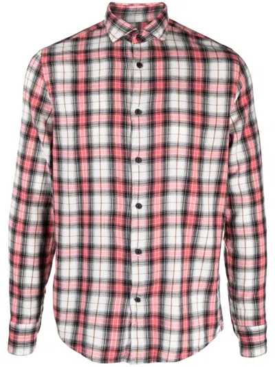 Deperlu Check-pattern Cotton Shirt In Rot