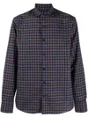 Deperlu Check-pattern Long-sleeve Shirt In Blue