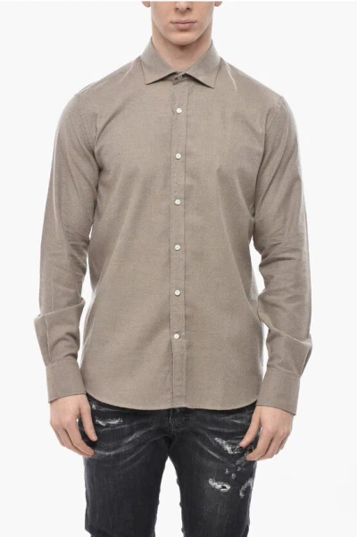 Deperlu Cotton Flannel Shirt John With French Collar In Gray