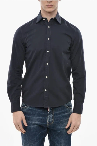 Deperlu Cotton Poplin Shirt Jack With French Collar In Blue