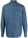Deperlu Chambray Button-up Shirt In Blue