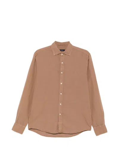 Deperlu Flynn Curved-hem Shirt In Brown