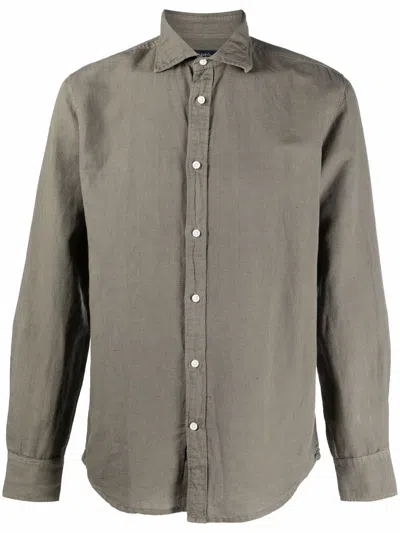 Deperlu Linen And Cotton Blend Shirt In Green