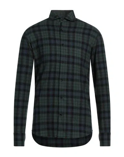 Deperlu Man Shirt Dark Green Size M Cotton, Linen