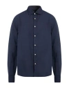 Deperlu Man Shirt Slate Blue Size Xxl Linen, Cotton