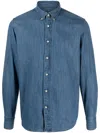 Deperlu Chambray Button-up Shirt In Blue