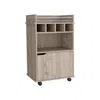 DEPOT E-SHOP 35" H BAR CART WITH TWO SHELVES FOUR WINE CUBBIES AND ONE CABINET,LIGHT PINE