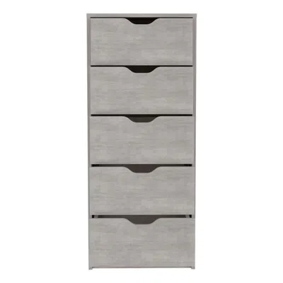 Depot E-shop 5 Drawers Narrow Dresser, Slim Storage Chest Of Drawers, Concrete Gray -bedroom In Gold