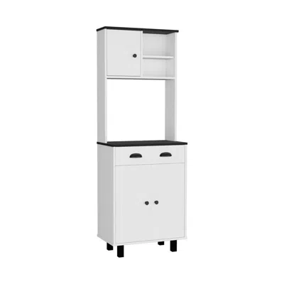 Depot E-shop 67" H Kitchen Pantry With Two Cabinets, Two Open Shelves, And One Drawer In Black