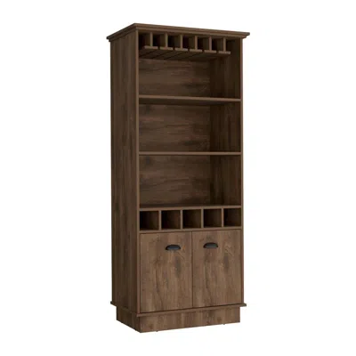 Depot E-shop 70"h Bar Cabinet With Wine Rack, Upper Glass Cabinet