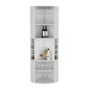 Depot E-shop 71" Corner Bar Cabinet With Five Shelves, Eight Bottle Cubbies And Stemware In White