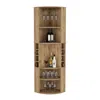 Depot E-shop Agra 71" Corner Bar Cabinet With Five Shelves, Eight Bottle Cubbies And Stemware