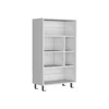 Depot E-shop Akiak Bookcase, 6 Shelves, 4 Legs, White In Gray