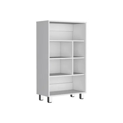 Depot E-shop Akiak Bookcase, 6 Shelves, 4 Legs, White In Gray