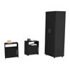 Depot E-shop Allen 3 Piece Bedroom Set, London Armoire + 2 Omaha Nightstands, Black