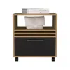 Depot E-shop Alsen Nightstand, 1 Drawer, 4 Wheels, 1 Shelf, Natural Oak / Black In Brown