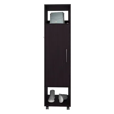 Depot E-shop Ambler Armoire With 1 Door, 3 Shelves, And Full-length Mirror, Black
