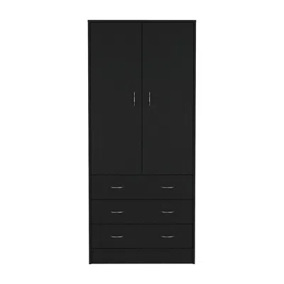 Depot E-shop Armoire 71" H, With 2 Doors, 3 Drawers And 1 Hanging Rod, Black