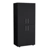 Depot E-shop Armoire Wardrove 70" H, Double Doors, 6 Shelves, 2 Hanging Rods, Black In Black