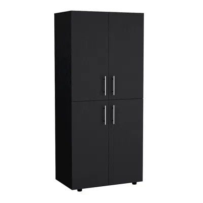 Depot E-shop Armoire Wardrove 70" H, Double Doors, 6 Shelves, 2 Hanging Rods, Black