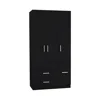 Depot E-shop Armoire Wardrove 71", 4 Doors, Hanging Rod, 3 Cabinets, 6 Shelves, Black In Black