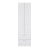 Depot E-shop Armoire Wardrove 76" H, Hanging Rod, 2 Drawers, 1 Shelf, White In White