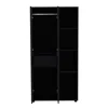 Depot E-shop Armoire With 2-door Storage With Metal Rods, Drawer, 3 Open Shelves, Black