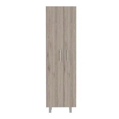 Depot E-shop Bacoa Cleaning Cabinet, Five Shelves, Two-door Cabinet, Four Legs- Light Grey/white. Fo In Brown