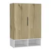 DEPOT E-SHOP DEPOT E-SHOP BAMBOO ARMOIRE-TWO DOORS, FIVE SHELVES, HANGING ROD, TWO OPEN SHELVES-LIGHT OAK/WHITE, 