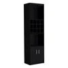 Depot E-shop Bar Cabinet 5-tier, 12 Bottle Cubbies, 5 Shelves, Black In Black
