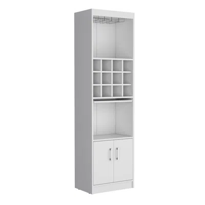 Depot E-shop Bar Cabinet 5-tier, Wine Cabinet, 12 Bottle Cubbies, 5 Shelves, White