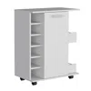 Depot E-shop Bar Cart With 6-built In Bottle Racks, Casters And 2-open Side Shelves, White