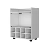 Depot E-shop Bar Cart With 8-bottle Holder, Glass-paneled Cabinet And Aluminum-touched Top