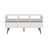 Depot E-shop Barrow Tv Stand, 3 Drawers, 3 Shelves, White / Natural Oak In White